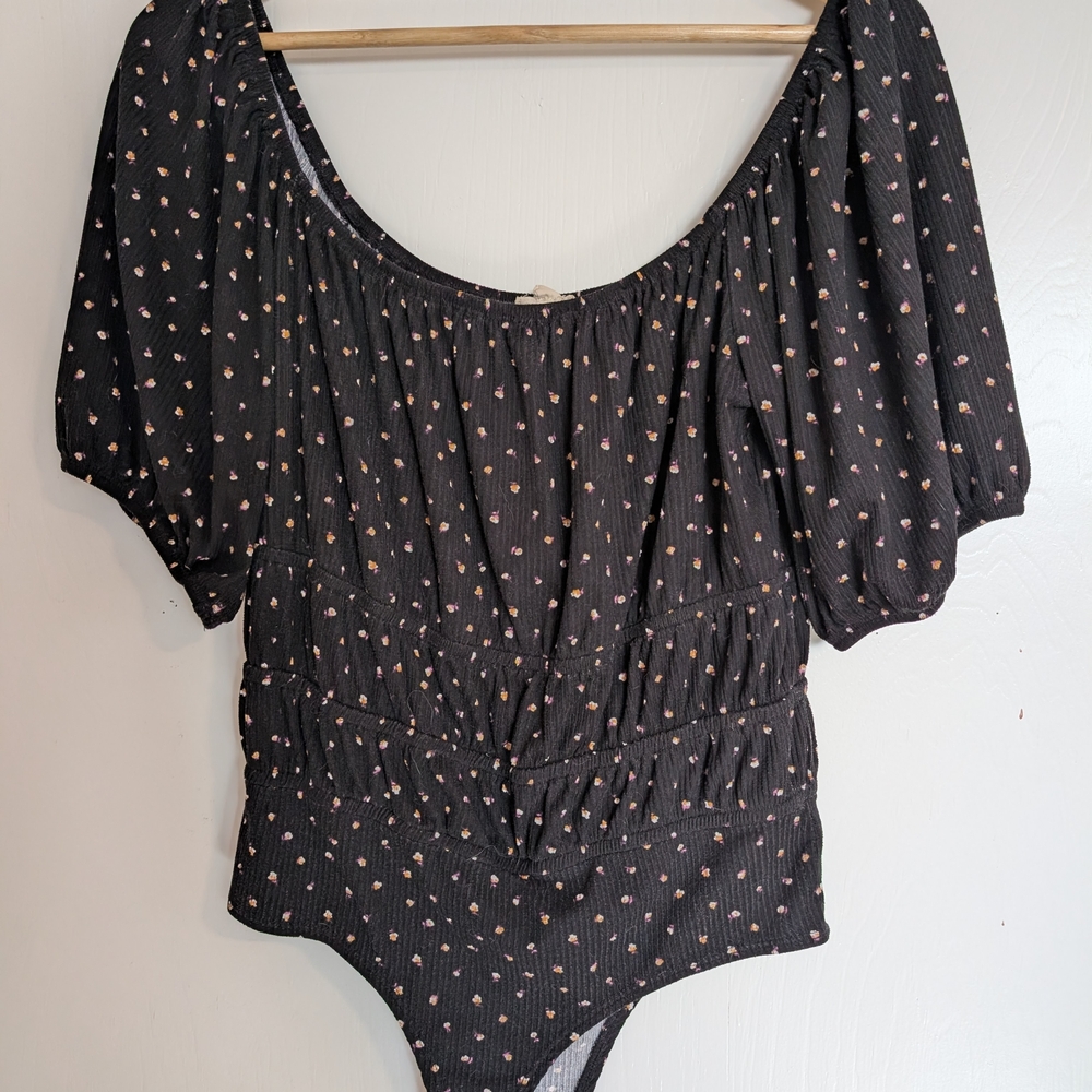 Chocolate Black and Pink Floral Bodysuit
